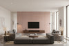 Cyrus Weave Sky | Architectural Wallcoverings - Living Room Visualization (AI-generated, may not be to scale. Verify pattern scale with product specifications.)