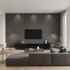 Native Raffia Charcoal | Architectural Wallcoverings - Living Room Visualization (AI-generated, may not be to scale. Verify pattern scale with product specifications.)