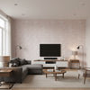 Esplanade Pampas | Stacy Garcia | Architectural Wallcoverings - Living Room Visualization (AI-generated, may not be to scale. Verify pattern scale with product specifications.)