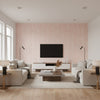 Esplanade Petal | Stacy Garcia | Architectural Wallcoverings - Living Room Visualization (AI-generated, may not be to scale. Verify pattern scale with product specifications.)