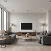 Minetta Rice | Stacy Garcia | Architectural Wallcoverings - Living Room Visualization (AI-generated, may not be to scale. Verify pattern scale with product specifications.)