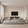 Minetta Bisque | Stacy Garcia | Architectural Wallcoverings - Living Room Visualization (AI-generated, may not be to scale. Verify pattern scale with product specifications.)