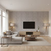 Minetta Porcini | Stacy Garcia | Architectural Wallcoverings - Living Room Visualization (AI-generated, may not be to scale. Verify pattern scale with product specifications.)
