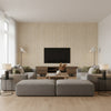 Minetta Wheat | Stacy Garcia | Architectural Wallcoverings - Living Room Visualization (AI-generated, may not be to scale. Verify pattern scale with product specifications.)