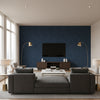 Minetta Indigo | Stacy Garcia | Architectural Wallcoverings - Living Room Visualization (AI-generated, may not be to scale. Verify pattern scale with product specifications.)
