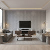 Minetta Pewter | Stacy Garcia | Architectural Wallcoverings - Living Room Visualization (AI-generated, may not be to scale. Verify pattern scale with product specifications.)