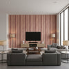 Whispering Waves Caribbean | Architectural Wallcoverings - Living Room Visualization (AI-generated, may not be to scale. Verify pattern scale with product specifications.)