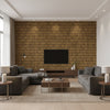 Stitched Sashiko Pvc Free Type Ii Stitched Sashiko Pvc-free Type Ii Color 04 | Architectural Wallcoverings - Living Room Visualization (AI-generated, may not be to scale. Verify pattern scale with product specifications.)