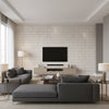 Stitched Sashiko Pvc-free Type Ii Pampas Grass | Architectural Wallcoverings - Living Room Visualization (AI-generated, may not be to scale. Verify pattern scale with product specifications.)
