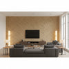 Costa Honeycreeper | Architectural Wallcoverings - Living Room Visualization (AI-generated, may not be to scale. Verify pattern scale with product specifications.)