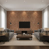 Jensen Penny | Architectural Wallcoverings - Living Room Visualization (AI-generated, may not be to scale. Verify pattern scale with product specifications.)