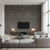 Jensen Ebony | Architectural Wallcoverings - Living Room Visualization (AI-generated, may not be to scale. Verify pattern scale with product specifications.)