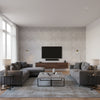 Sandscape Graphite | Architectural Wallcoverings - Living Room Visualization (AI-generated, may not be to scale. Verify pattern scale with product specifications.)
