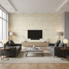 Sandscape Cobblestone | Architectural Wallcoverings - Living Room Visualization (AI-generated, may not be to scale. Verify pattern scale with product specifications.)