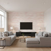 Sandscape Blush | Architectural Wallcoverings - Living Room Visualization (AI-generated, may not be to scale. Verify pattern scale with product specifications.)