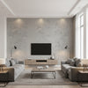Marmorino Mare | Architectural Wallcoverings - Living Room Visualization (AI-generated, may not be to scale. Verify pattern scale with product specifications.)