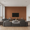 Marmorino Terra | Architectural Wallcoverings - Living Room Visualization (AI-generated, may not be to scale. Verify pattern scale with product specifications.)