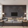 Marmorino Piombo | Architectural Wallcoverings - Living Room Visualization (AI-generated, may not be to scale. Verify pattern scale with product specifications.)