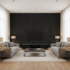 Marmorino Notte | Architectural Wallcoverings - Living Room Visualization (AI-generated, may not be to scale. Verify pattern scale with product specifications.)