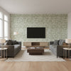 Encompass Growth | Architectural Wallcoverings - Living Room Visualization (AI-generated, may not be to scale. Verify pattern scale with product specifications.)