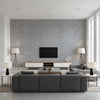 Encompass Intrigue | Architectural Wallcoverings - Living Room Visualization (AI-generated, may not be to scale. Verify pattern scale with product specifications.)