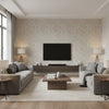 Encompass Intuitive | Architectural Wallcoverings - Living Room Visualization (AI-generated, may not be to scale. Verify pattern scale with product specifications.)