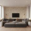 Encompass Radiance | Architectural Wallcoverings - Living Room Visualization (AI-generated, may not be to scale. Verify pattern scale with product specifications.)