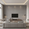 Weathered Alloy Thunder | Architectural Wallcoverings - Living Room Visualization (AI-generated, may not be to scale. Verify pattern scale with product specifications.)