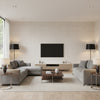 Weathered Alloy Breeze | Architectural Wallcoverings - Living Room Visualization (AI-generated, may not be to scale. Verify pattern scale with product specifications.)