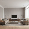 Weathered Alloy Fog | Architectural Wallcoverings - Living Room Visualization (AI-generated, may not be to scale. Verify pattern scale with product specifications.)