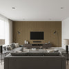 Hariri Kijani Brown | Architectural Wallcoverings - Living Room Visualization (AI-generated, may not be to scale. Verify pattern scale with product specifications.)