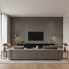 Hariri Chuma Gray | Architectural Wallcoverings - Living Room Visualization (AI-generated, may not be to scale. Verify pattern scale with product specifications.)