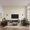 Hariri Stripe Kahara Stripe Beige | Architectural Wallcoverings - Living Room Visualization (AI-generated, may not be to scale. Verify pattern scale with product specifications.)