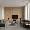 Trail Clay Beige | Architectural Wallcoverings - Living Room Visualization (AI-generated, may not be to scale. Verify pattern scale with product specifications.)
