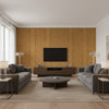 Trail Hansa Brown | Architectural Wallcoverings - Living Room Visualization (AI-generated, may not be to scale. Verify pattern scale with product specifications.)