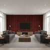 Trail Russet Red-brown | Architectural Wallcoverings - Living Room Visualization (AI-generated, may not be to scale. Verify pattern scale with product specifications.)