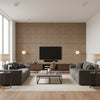 Rake Tatami Beige | Architectural Wallcoverings - Living Room Visualization (AI-generated, may not be to scale. Verify pattern scale with product specifications.)