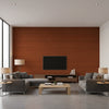 Rake Aki Brown | Architectural Wallcoverings - Living Room Visualization (AI-generated, may not be to scale. Verify pattern scale with product specifications.)