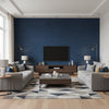 Hillside Lakeside Blue | Architectural Wallcoverings - Living Room Visualization (AI-generated, may not be to scale. Verify pattern scale with product specifications.)