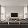 Mudmee Cottonwood White | Architectural Wallcoverings - Living Room Visualization (AI-generated, may not be to scale. Verify pattern scale with product specifications.)