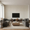 Mudmee Mountain Alder Beige | Architectural Wallcoverings - Living Room Visualization (AI-generated, may not be to scale. Verify pattern scale with product specifications.)