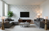 Wander Float Dominant Color | Architectural Wallcoverings - Living Room Visualization (AI-generated, may not be to scale. Verify pattern scale with product specifications.)