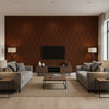 Paradox Boundaries Brown | Architectural Wallcoverings - Living Room Visualization (AI-generated, may not be to scale. Verify pattern scale with product specifications.)