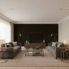 Paradox Illuminate Black | Architectural Wallcoverings - Living Room Visualization (AI-generated, may not be to scale. Verify pattern scale with product specifications.)