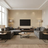 Paradox Patience Beige | Architectural Wallcoverings - Living Room Visualization (AI-generated, may not be to scale. Verify pattern scale with product specifications.)