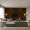 Paradox Shine Brown | Architectural Wallcoverings - Living Room Visualization (AI-generated, may not be to scale. Verify pattern scale with product specifications.)