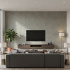 Insight Grid Cove Bay Gray | Architectural Wallcoverings - Living Room Visualization (AI-generated, may not be to scale. Verify pattern scale with product specifications.)