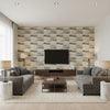 Kiawah Dylan Beige | Architectural Wallcoverings - Living Room Visualization (AI-generated, may not be to scale. Verify pattern scale with product specifications.)