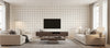 Tattersall Plaid Willow Bark White | Architectural Wallcoverings - Living Room Visualization (AI-generated, may not be to scale. Verify pattern scale with product specifications.)