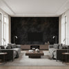 Well Dressed Black Tie | Architectural Wallcoverings - Living Room Visualization (AI-generated, may not be to scale. Verify pattern scale with product specifications.)